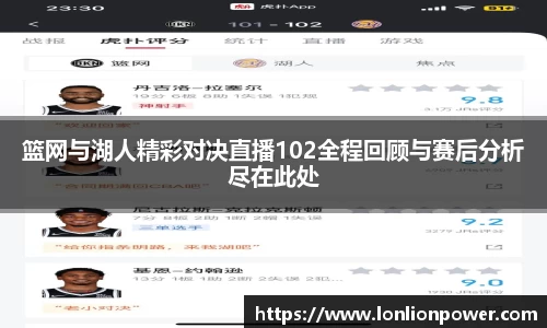 篮网与湖人精彩对决直播102全程回顾与赛后分析尽在此处